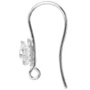 Sterling Silver Earring Hook Wire Pack of 6 With Rose Decoration And Ring For Drop Attachment