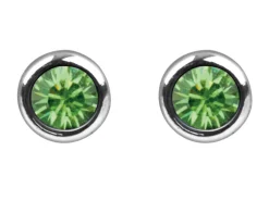 Sterling Silver Earrings August Birthstone 4mm Peridot Crystal