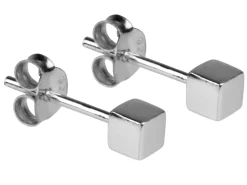 Sterling Silver Earrings Cube Stud