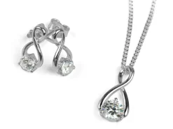 Sterling Silver Earrings Cubic Zirconia Twist