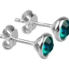 Sterling Silver Earrings December Birthstone 4mm Blue Zircon Crystal
