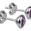 Sterling Silver Earrings February Birthstone 4mm Amethyst Crystal