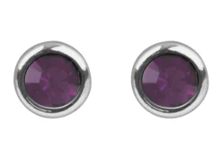 Sterling Silver Earrings February Birthstone 4mm Amethyst Crystal