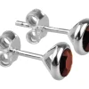Sterling Silver Earrings January Birthstone 4mm Garnet Crystal