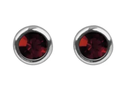 Sterling Silver Earrings January Birthstone 4mm Garnet Crystal