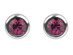 Sterling Silver Earrings July Birthstone 4mm Ruby Crystal