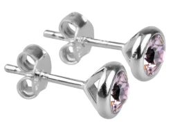 Sterling Silver Earrings June Birthstone 4mm Light Amethyst Crystal