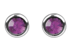 Sterling Silver Earrings June Birthstone 4mm Light Amethyst Crystal
