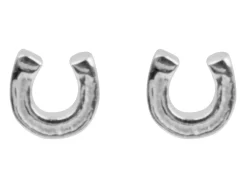 Sterling Silver Earrings Lucky Horseshoe Stud