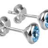 Sterling Silver Earrings March Birthstone 4mm Aqua Crystal