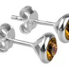 Sterling Silver Earrings November Birthstone 4mm Topaz Crystal