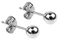 Sterling Silver Earrings Pair 3mm Ball Stud Earrings With Scroll