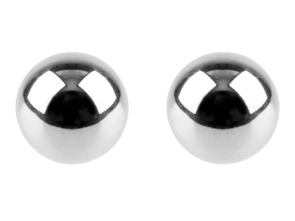 Sterling Silver Earrings Pair 4mm Ball Stud Earrings With Scroll