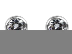 Sterling Silver Earrings Round 4mm Cubic Zirconia Bezel Stud
