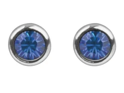 Sterling Silver Earrings September Birthstone 4mm Sapphire Crystal