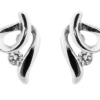 Sterling Silver Earrings Swirl 2mm White Cubic Zirconia