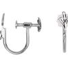 Sterling Silver Ear Screw For Drops, Pair, With Fleur De Lys Decoration,
