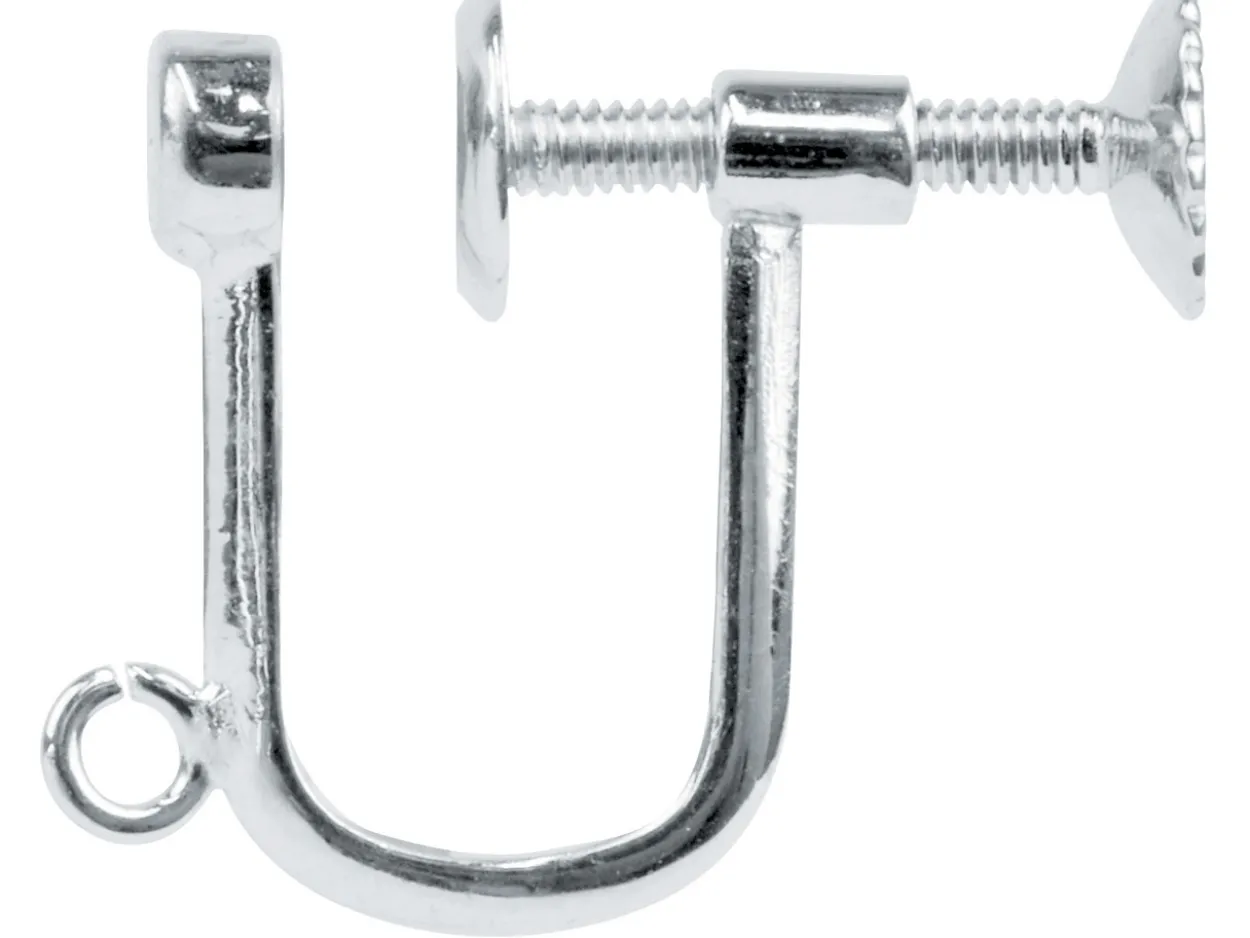 Sterling Silver Ear Screw With Drop Fitting, For Non-pierced Ear, 3mm Flat Stud With Open Ring, Sold Individually