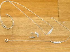 Sterling Silver Feather Design Stud Earrings