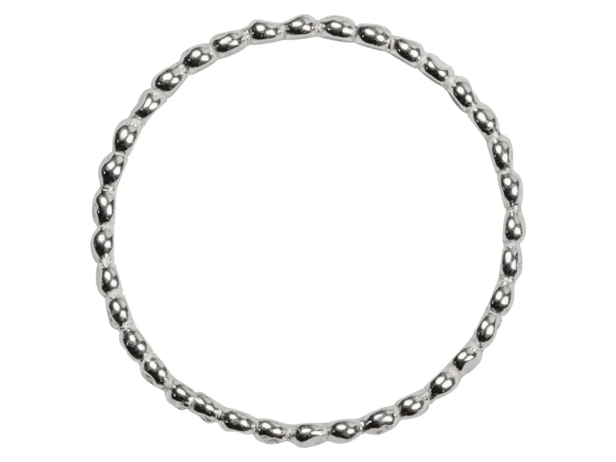 Sterling Silver Flat Beaded Ring 1.5mm Size O