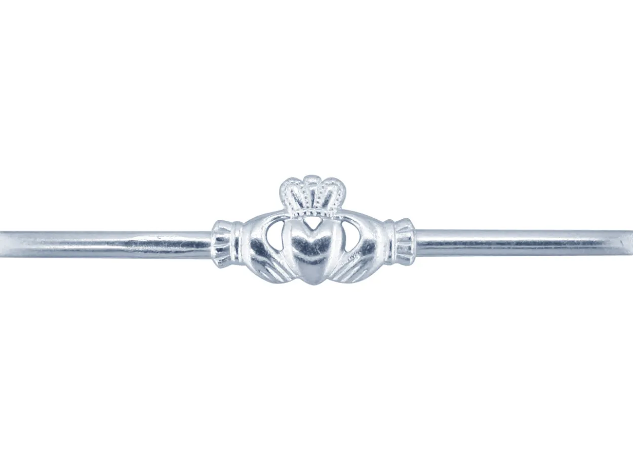 Sterling Silver Flat Ring Df8381 1.85mm Hallmarked Pierced Maids Claddagh Extra Heavy, 100% Recycled Silver