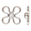 Sterling Silver Flower Connector 7.5mm With 2mm White Cubic Zirconia