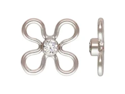 Sterling Silver Flower Connector 7.5mm With 2mm White Cubic Zirconia