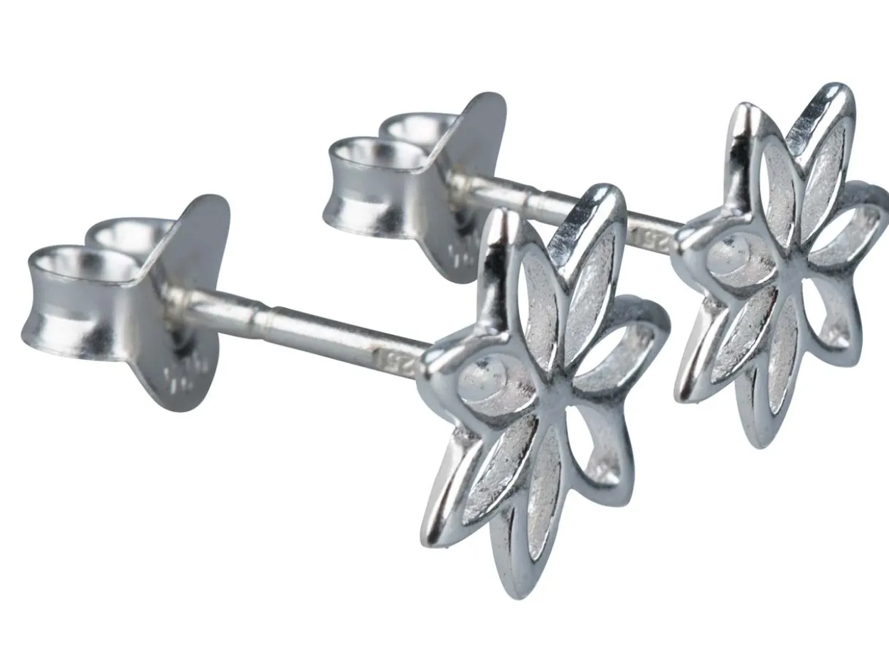 Sterling Silver Flower Design Stud Earrings