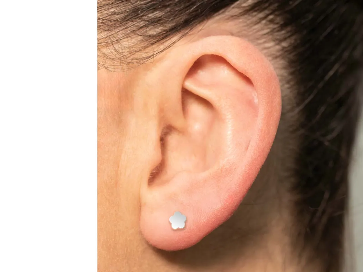 Sterling Silver Flower Labret Stud Earrings