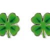 Sterling Silver Four Leaf Clover Enamel Stud Earrings