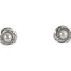 Sterling Silver Fresh Water Cultured Pearls Knot Stud Earrings