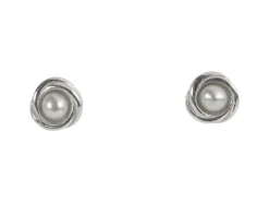 Sterling Silver Fresh Water Cultured Pearls Knot Stud Earrings