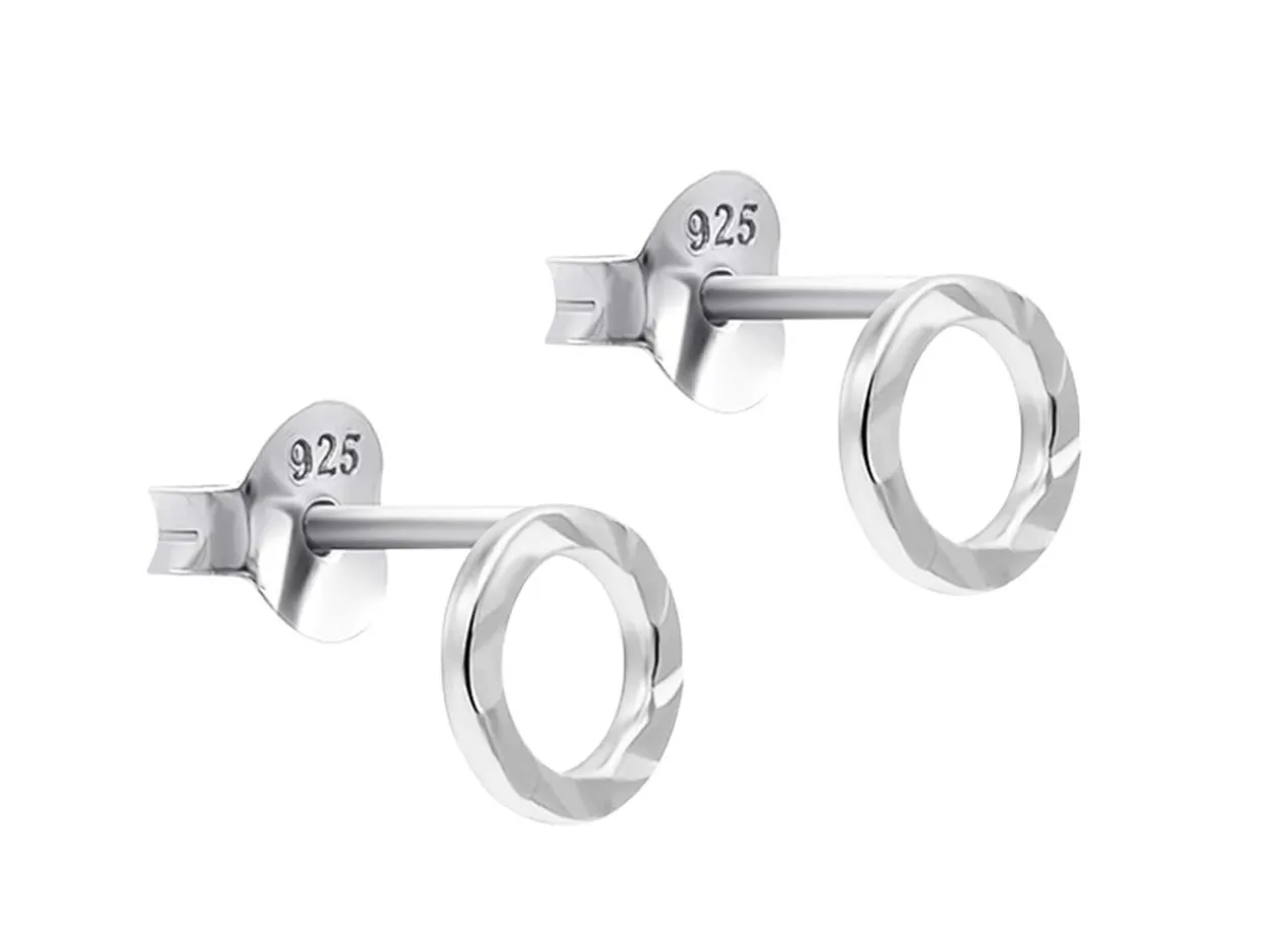 Sterling Silver Hammered Design Stud Earrings