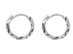 Sterling Silver Hammered Design Hoop Earrings