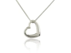 Sterling Silver Hanging Heart Pendant On 16"/40cm Chain