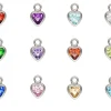 Sterling Silver Heart Birthstone Czbezel Drop Connectors Set