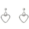 Sterling Silver Heart Design Drop Earrings