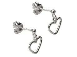 Sterling Silver Heart Design Drop Earrings