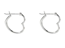 Sterling Silver Heart Hoop Design Stud Earrings