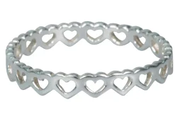 Sterling Silver Heart Outline Full Ring Size N