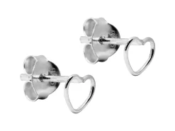 Sterling Silver Heart Outline Stud Earrings