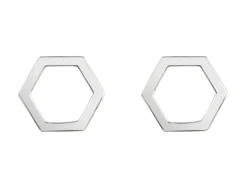 Sterling Silver Honeycomb Design Stud Earrings