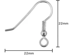 Sterling Silver Hook Wires, Pack of 6, With Bead And Loop
