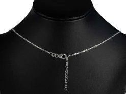 Sterling Silver Horizontal Large Link Stone Set Necklet 18