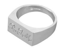 Sterling Silver Initial Rectangular Ring 13x6mm Hallmarked Head Depth 0.9mm Size K, 100% Recycled Silver