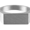 Sterling Silver Initial Rectangular Ring 14x8mm Hallmarked Head Depth 1.5mm Size O, 100% Recycled Silver