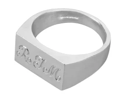 Sterling Silver Initial Rectangular Ring 14x8mm Hallmarked Head Depth 1.5mm Size O, 100% Recycled Silver
