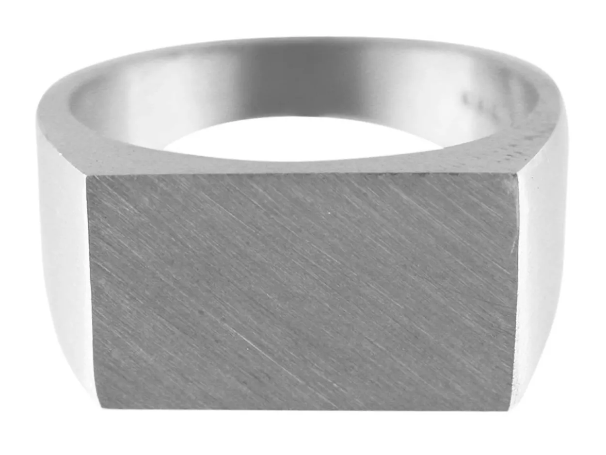Sterling Silver Initial Rectangular Ring 18x10mm Hallmarked Head Depth 1.75mm Size R, 100% Recycled Silver