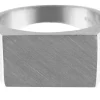 Sterling Silver Initial Rectangular Ring 17x11mm Hallmarked Head Depth 2.1mm Size R, 100% Recycled Silver