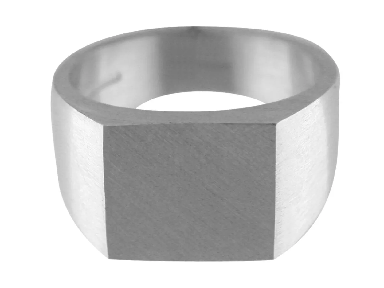 Sterling Silver Initial Square Ring Hallmarked 12x12mm Head Depth 2.8mm Size T